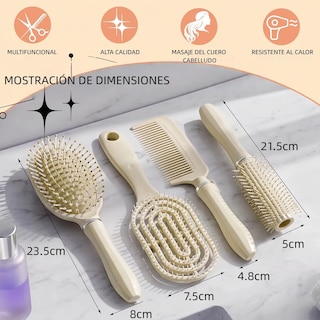 Foto 4 | Foto 4 | Herramientas De Peluquería Peine De Cojín De Aire 4 Piezas Eo Safe Imports Esi-23198 Amarillo