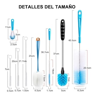 Foto 4 | Foto 4 | Set De 8 Cepillos De Limpieza Botellas Termos Bote Biberones Eo Safe Imports Esi-23192 Multicolor