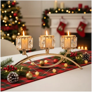 Foto 3 | Foto 3 | Candelabro Portavelas Cristal para Decoración Eo Safe Imports Esi-23153 Dorado