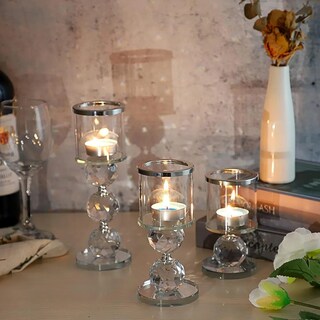 Foto 2 | Foto 2 | Portavelas de Cristal Eo Safe Imports Esi-23158 Plateado 3 Piezas