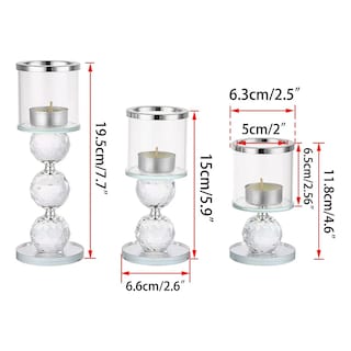 Foto 3 | Foto 3 | Portavelas de Cristal Eo Safe Imports Esi-23158 Plateado 3 Piezas