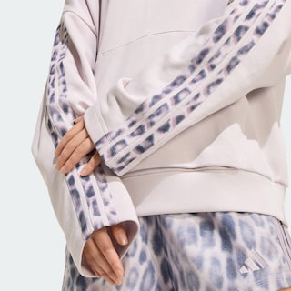 Foto 5 | Foto 5 | Sudadera Con Gorro Seasonal Essentials 3 Franjas De Tela French Terry Con Estampado De Leopardo Adidas Violeta Mujer