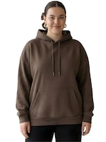 Sudadera Oversize Cómoda Versátil Sud-1021 Café Capucha Y Bolsillo Frontal Para Mujer