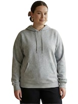 Sudadera Oversize Cómoda Versátil Sud-1021 Gris Claro Capucha Y Bolsillo Frontal Para Mujer