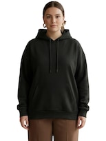 Sudadera Oversize Cómoda Versátil Sud-1021 Negro Capucha Y Bolsillo Frontal Para Mujer