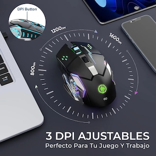 Foto 3 | Foto 3 | Mouse Gamer Recargable Inalámbrico Eo Safe Imports Esi-23222 Negro