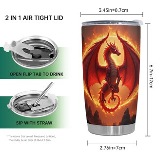 Foto 2 | Foto 2 | Taza De Café Travel Tumbler Oasisdream De 600 Ml Con Estampado De Dragones - Venta Internacional.