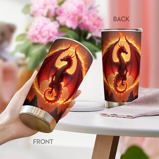 Foto 3 | Foto 3 | Taza De Café Travel Tumbler Oasisdream De 600 Ml Con Estampado De Dragones - Venta Internacional.