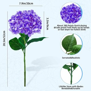 Foto 3 | Foto 3 | 10 Flores Artificiales De Hortensia Eo Safe Imports Esi-23176 Morado