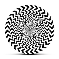 Disco De Vinilo Con Ilusión Óptica Geométrica En Espiral Reloj De Pared - Venta Internacional.
