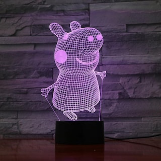 Foto 2 | Foto 2 | Lámpara Nocturna 3d Page Colorful Touch Led Pig Para Niños - Venta Internacional.