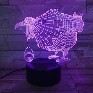 Foto 2 | Foto 2 | Lámpara De Mesa Con Luz Nocturna Led 3d Hen Para Dormitorio Infantil - Venta Internacional.