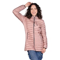 Chamarra Larga Capitonada Para Mujer Con Capucha Greenlander Rosa Claro