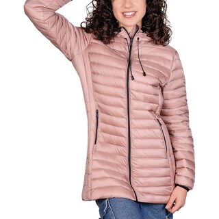 Foto 2 | Foto 2 | Chamarra Larga Capitonada Para Mujer Con Capucha Greenlander Rosa Claro