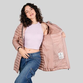 Foto 4 | Foto 4 | Chamarra Larga Capitonada Para Mujer Con Capucha Greenlander Rosa Claro