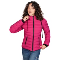 Chamarra Capitonada Para Mujer Con Cuello Alto Y Gorro Desmontable Greenlander Rosa