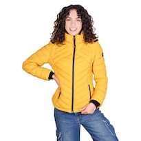 Chamarra Capitonada Para Mujer Con Cuello Alto Y Bolsillos A Los Costados Greenlander Amarillo