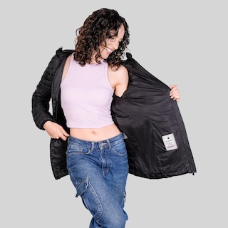 Foto 4 | Foto 4 | Chamarra Larga Capitonada Para Mujer Con Capucha Greenlander Negro