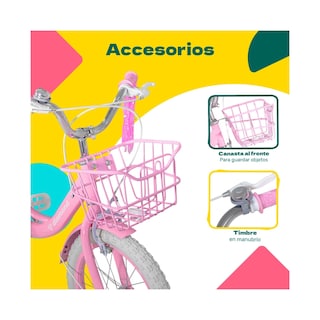 Foto 5 | Foto 5 | Bicicleta Infantil Morada Niña Rodada 16 Con Canasta Little Monkey