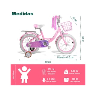 Foto 8 | Foto 8 | Bicicleta Infantil Morada Niña Rodada 16 Con Canasta Little Monkey