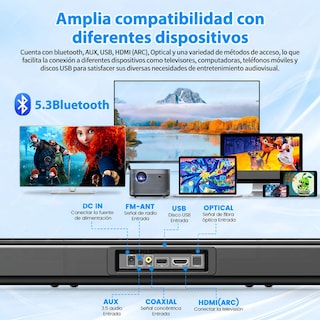 Foto 3 | Foto 3 | Barra De Sonido Con 4 Bocina 2.0 Canales Eo Safe Imports Esi-23267 Negro