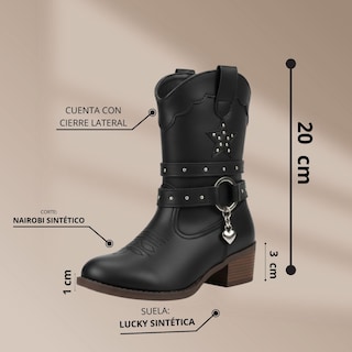 Foto 2 | Foto 2 | Botas Jakuna De Niña 261089 Negro Vaqueras