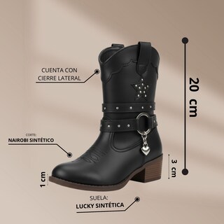 Foto 2 | Foto 2 | Botas Jakuna De Niña 261089 Negro Vaqueras