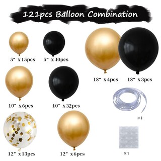 Foto 3 | Foto 3 | Balloon Arch Kit 121 Unidades Globos De Confeti De Látex Negro Y Dorado - Venta Internacional.