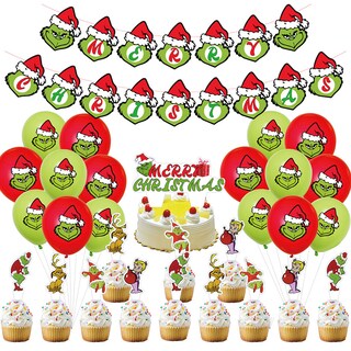 Foto 1 | Foto 1 | Juego De Globos Grinchs 30 Globos De Látex Con Pancarta Para Decoración De Tartas - Venta Internacional.