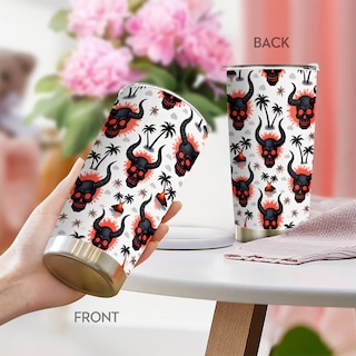 Foto 1 | Foto 1 | Taza De Café Tumbler Oasisdream De 600 Ml Con Estampado De Calaveras - Venta Internacional.