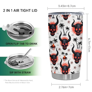 Foto 2 | Foto 2 | Taza De Café Tumbler Oasisdream De 600 Ml Con Estampado De Calaveras - Venta Internacional.