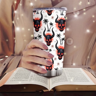 Foto 6 | Foto 6 | Taza De Café Tumbler Oasisdream De 600 Ml Con Estampado De Calaveras - Venta Internacional.