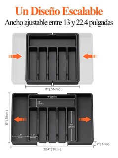 Foto 2 | Foto 2 | Bandeja Extensible Para Cajones De Cocina 8 Compartimentos Modelo Negro
