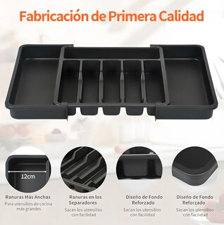 Foto 3 | Foto 3 | Bandeja Extensible Para Cajones De Cocina 8 Compartimentos Modelo Negro