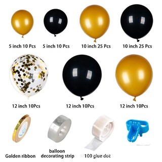 Foto 3 | Foto 3 | Kit Party Balloon Arch Para Niños 104 Piezas Látex Negro Y Dorado - Venta Internacional.