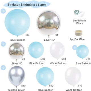 Foto 5 | Foto 5 | Kit Balloon Arch De Macarons Azules Con 141 Globos De Lámina De Látex - Venta Internacional.