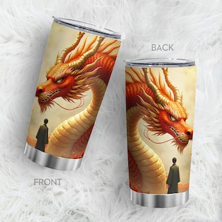 Foto 1 | Foto 1 | Taza Tumbler Oasisdream De Acero Inoxidable De 600 Ml Con Estampado De Dragones - Venta Internacional.
