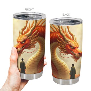 Foto 3 | Foto 3 | Taza Tumbler Oasisdream De Acero Inoxidable De 600 Ml Con Estampado De Dragones - Venta Internacional.