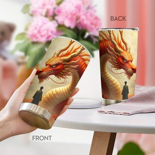 Foto 5 | Foto 5 | Taza Tumbler Oasisdream De Acero Inoxidable De 600 Ml Con Estampado De Dragones - Venta Internacional.