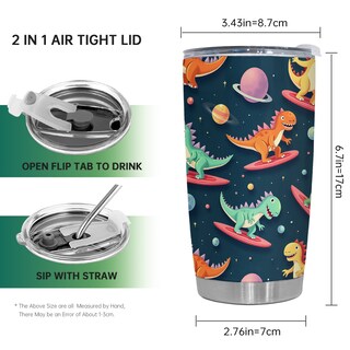 Foto 2 | Foto 2 | Taza Taza Oasisdream De Acero Inoxidable 600 Ml Con Diseño De Dinosaurio - Venta Internacional.
