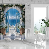 Cortina De Ducha Con Vista Al Mar Mediterráneo Impermeable 180 X 180 Cm - Venta Internacional.