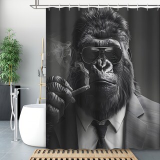 Foto 3 | Foto 3 | Cortina De Ducha Impermeable Gorilla Art Color Blanco Y Negro 180 X 200 Cm - Venta Internacional.