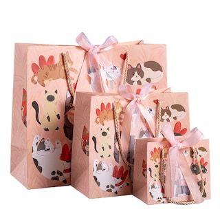 Foto 1 | Foto 1 | Bolsa De Regalo De Cartón Papel Diseño Lindo De Gato Paquete De 3 - Venta Internacional.