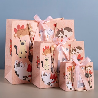 Foto 2 | Foto 2 | Bolsa De Regalo De Cartón Papel Diseño Lindo De Gato Paquete De 3 - Venta Internacional.