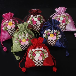Foto 2 | Foto 2 | Set De Bolsas De Regalo Hechas A Mano Con Cinta De Satén Bordada Con Estampado Floral X5 - Venta Internacional.