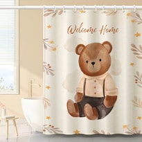 Cortina De Ducha Cute Bear De Poliéster Impermeable 180x200 Cm - Venta Internacional.