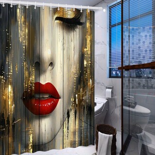 Foto 2 | Foto 2 | Cortina De Ducha Surrealista Abstracta Cara De Mujer Impermeable - Venta Internacional.