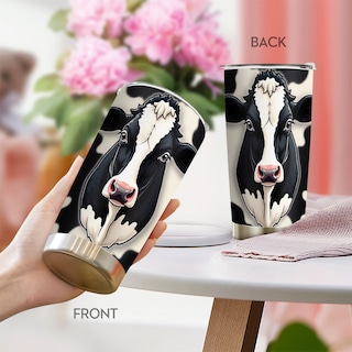 Foto 1 | Foto 1 | Taza Taza Tumbler Oasisdream De Acero Inoxidable 600 Ml Con Estampado De Vaca - Venta Internacional.
