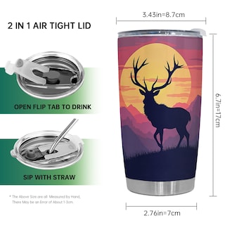Foto 2 | Foto 2 | Taza De Café Travel Tumbler Oasisdream De 600 Ml Con Estampado De Ciervos - Venta Internacional.