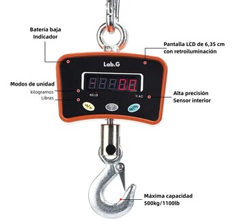 Foto 3 | Foto 3 | Báscula Lab.g 500kg Colgante Comercial Digital Recargable Naranja
